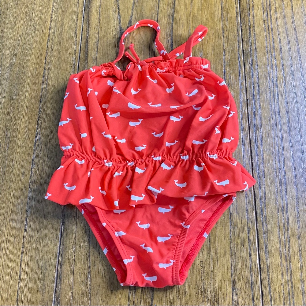 Gap red white ruffle one piece swimsuit